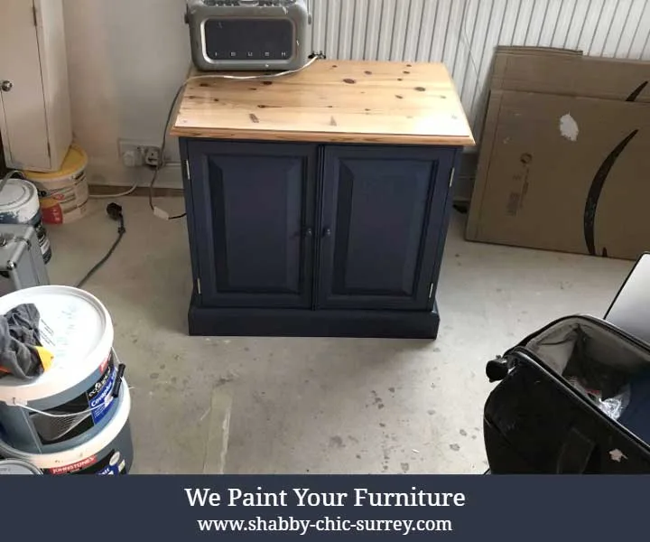 Revamped painted cupboard in the workshop