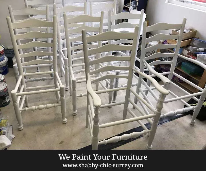 Painted kitchen chairs in the workshop