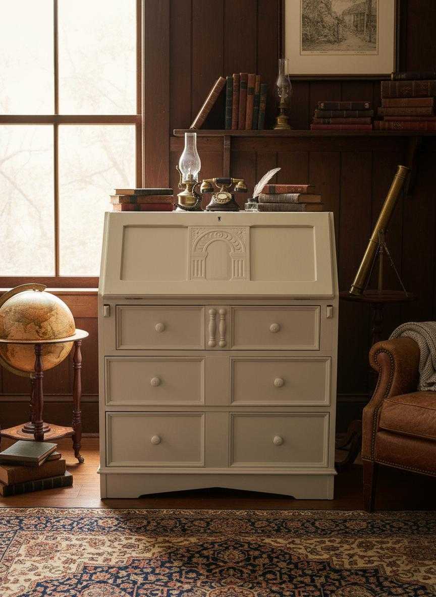 Desk painted in white