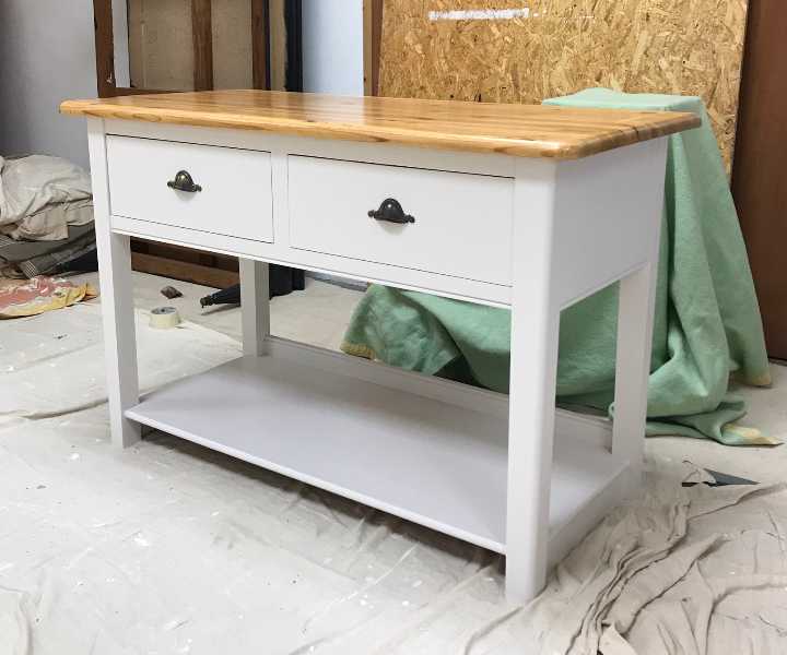 Painted table awaits delivery