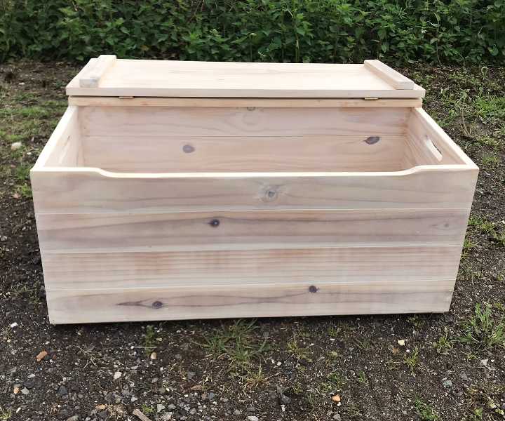 Limed pine chest at the workshop