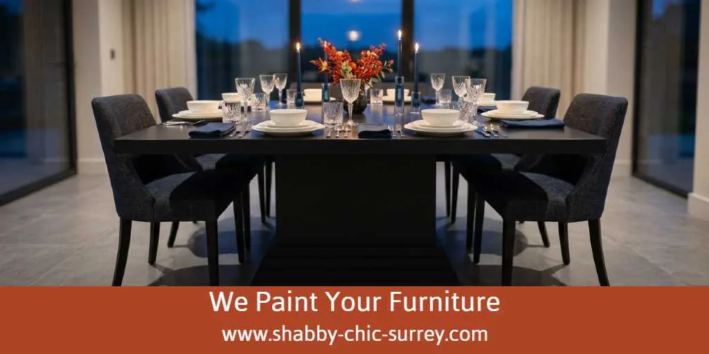 Black painted dining table back home again