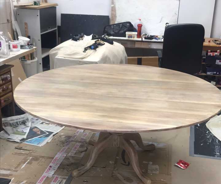 limed-dining-table-workshop Limed dining table in the workshop