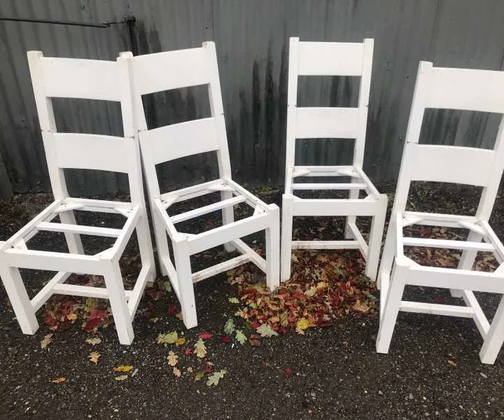 Shabby chic white painted chairs